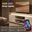 Meuble télé avec lumières DEL pour téléviseur de 60 po, console, blanc ultrabrillant-968146063