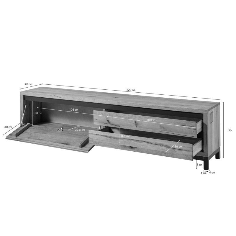 Villanders Unfinished TV Stand for TVs up to 43", Natural Oak