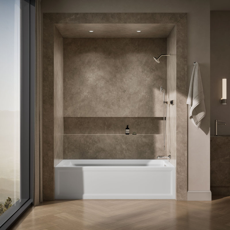 Archer 72" x 36" Soaking Bathtub, White, Right