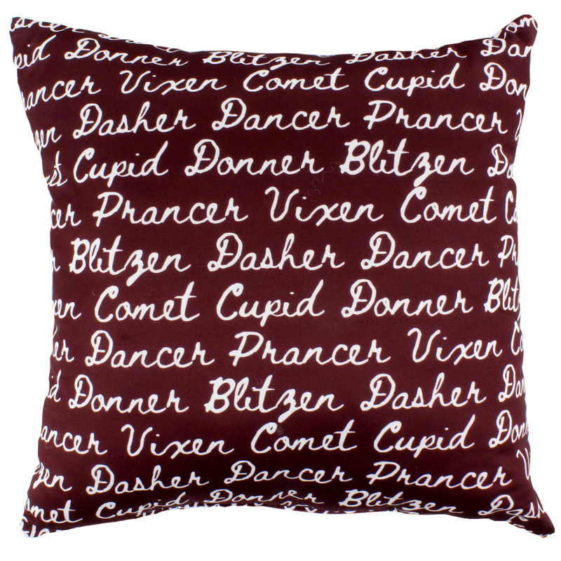 Reindeer Names Reversible Pillow, Red