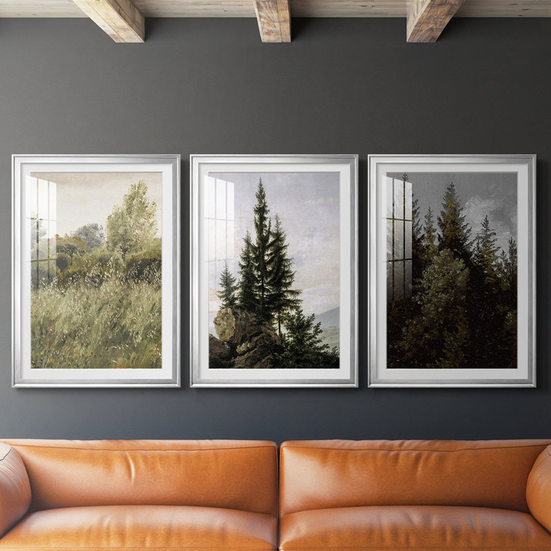 Paysage rétro CCXV - impression encadrée sur mesure de qualité supérieure - 3 pièces