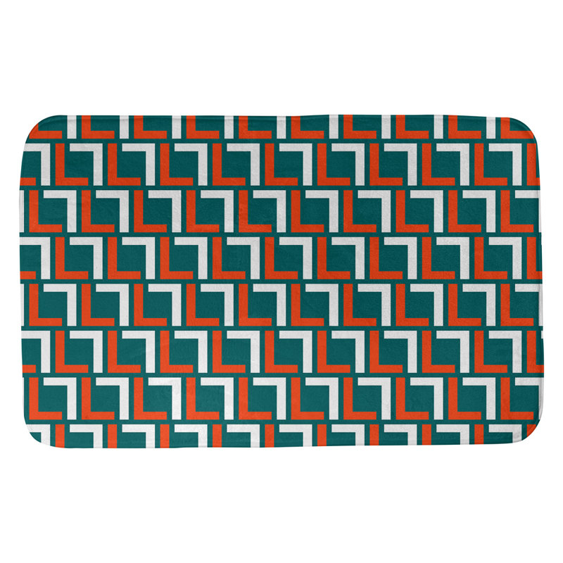 Tapis pour salle de bain Baltimore, l 17 po x L 24 po, Turquoise / blanc / orange