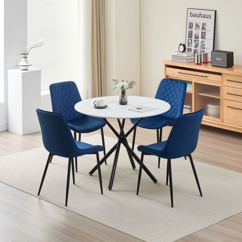 4 - Person Concrete Dining Set, Blue