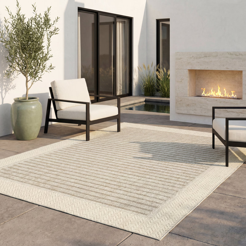 Tapis intérieur / extérieur beige / brun Tavraj, Beige / Brun, Rectangle 3 pi 3 po x 5 pi