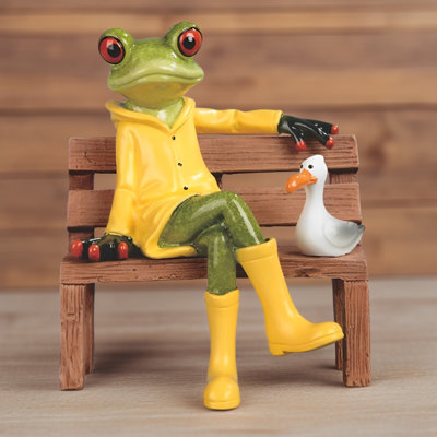 5.25"H Frog in RainCoat Figurine