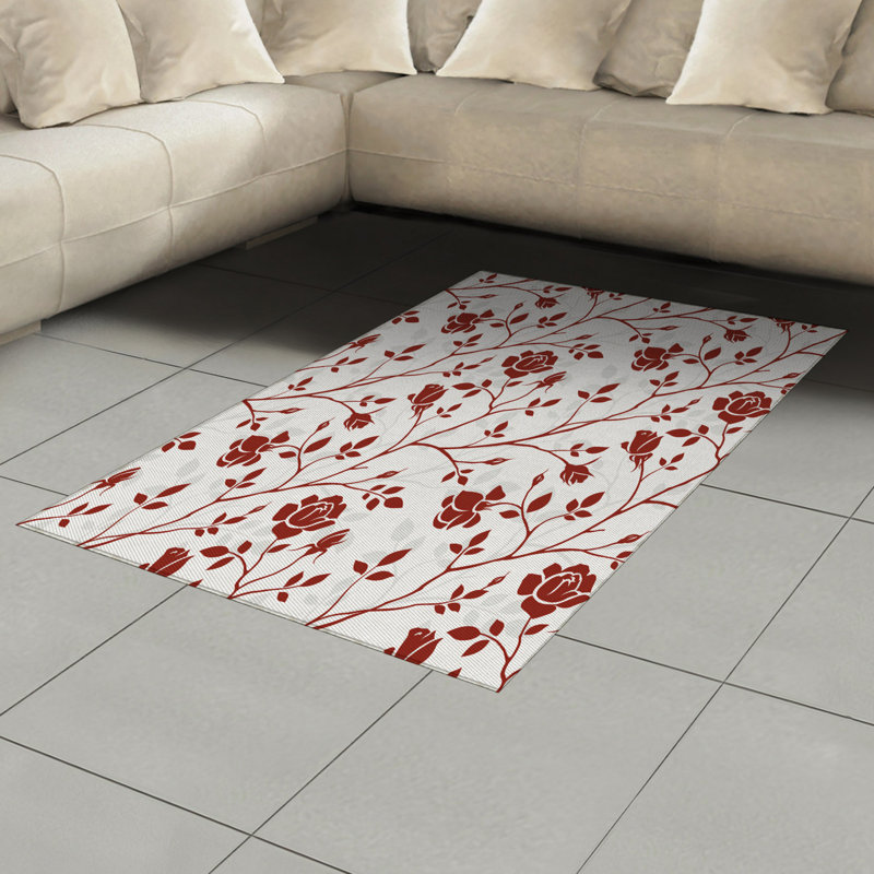 Floral High Density Long Fiber Poly Threads Decorative Area Rug Carpet, Rectangle 2'7" x 5'