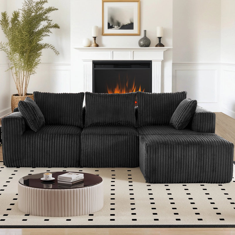 Canapé modulaire modulaire avec méridienne ouch Canapé convertible en L 3 places avec repose-pieds C Canapé modulaire Comfy Cloud pour le salon