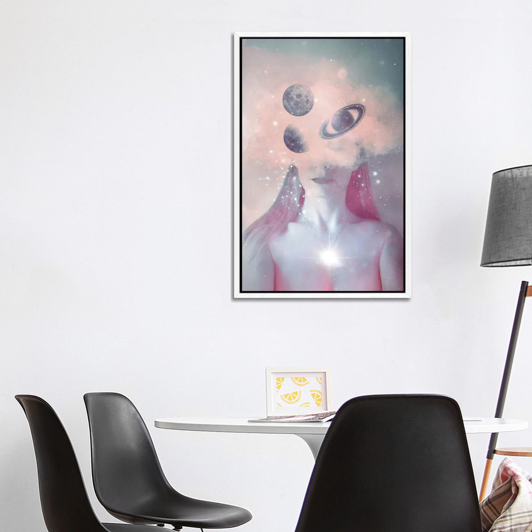 Selbstporträt mit Mond von Emanuela Carratoni - Galerie-verpackte Leinwand Giclée auf Leinwand