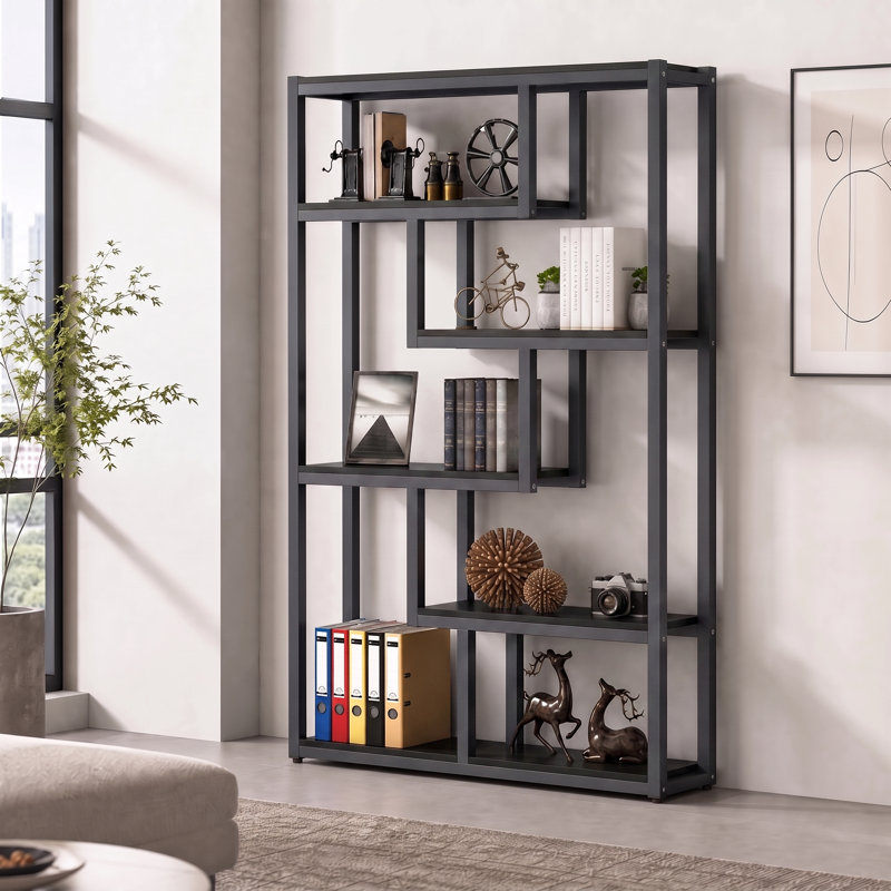 Bibliothèque géométrique H 69,29 "x l 39,37", Noir