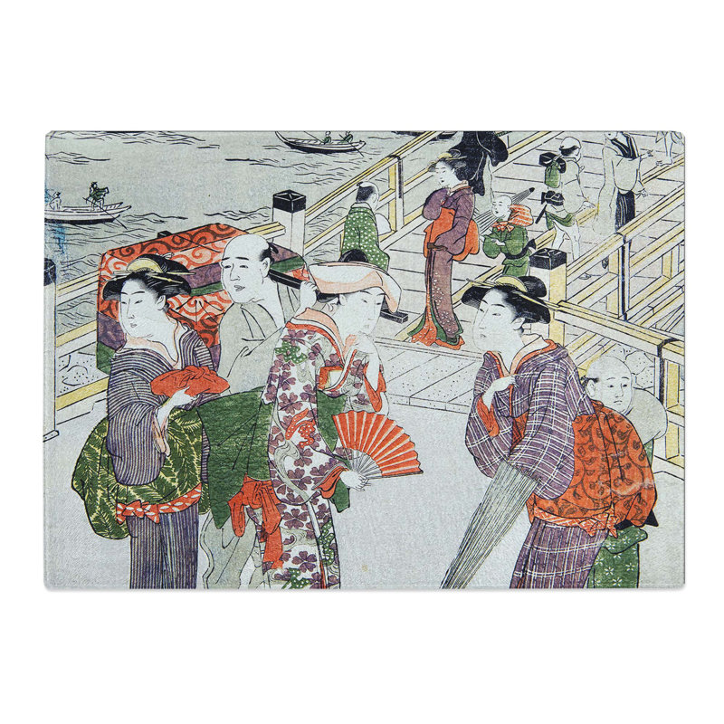 Tempered Glass Women Stood by Ryogoku Bridge by Utagawa Toyokuni Chopping Board, 39 cm x 28.5 cm