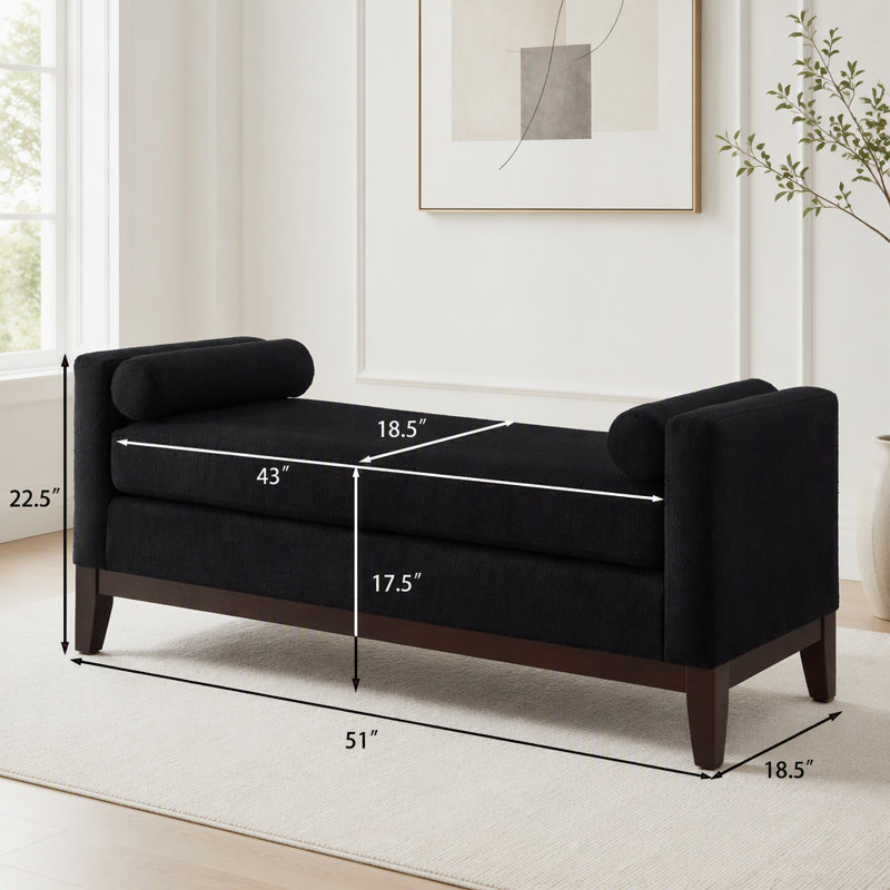 Grand repose-pieds rembourré en tissu avec coussins, Black