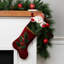Chaussette de Noël 21 po en velours rouge et vert brodé Holly