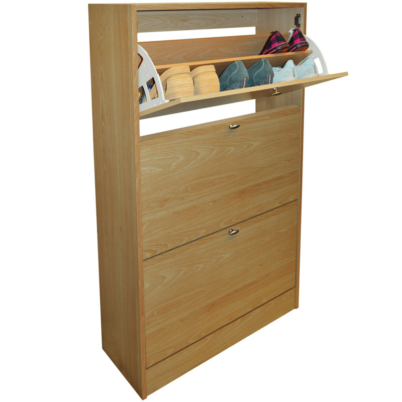 18 Pair Flip Down Shoe Storage, Beech