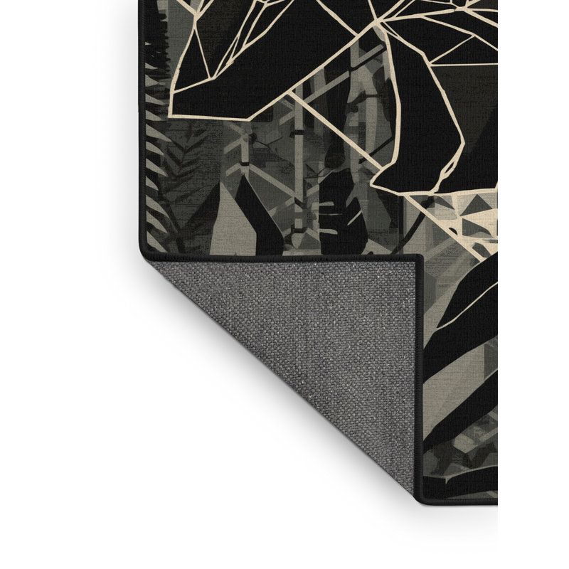 Tapis gris moelleux moelleux à motif géométrique moderne en tissu Fincastle Tapir, 2 x 5