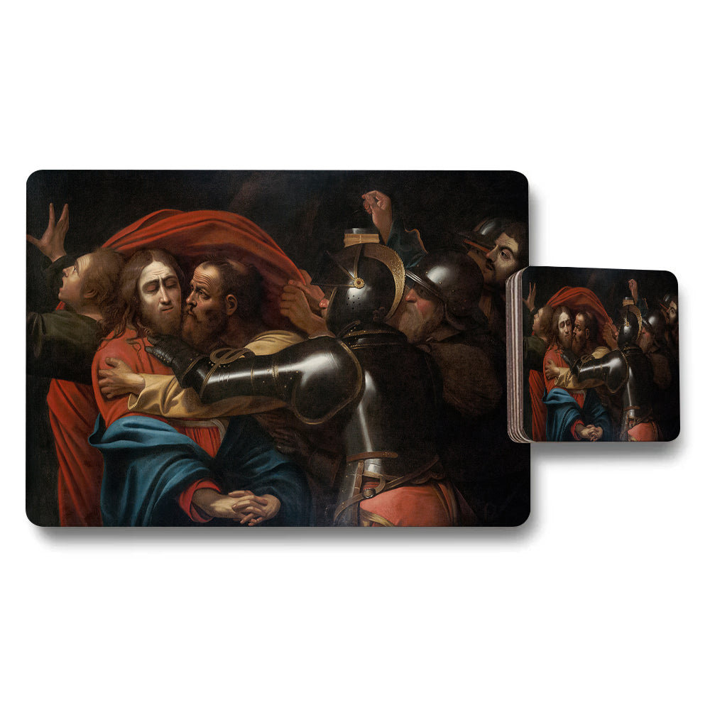 Christ Carrying the Cross Art Placemat and Coaster Set