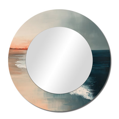 Summer Beach Waves Shorelines Prince Edward Island – Coastal Round Wall Mirror, Metal Print