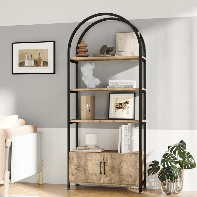 181.6cm H x 80cm W Metal Book Display Bookcase, Brown/Black