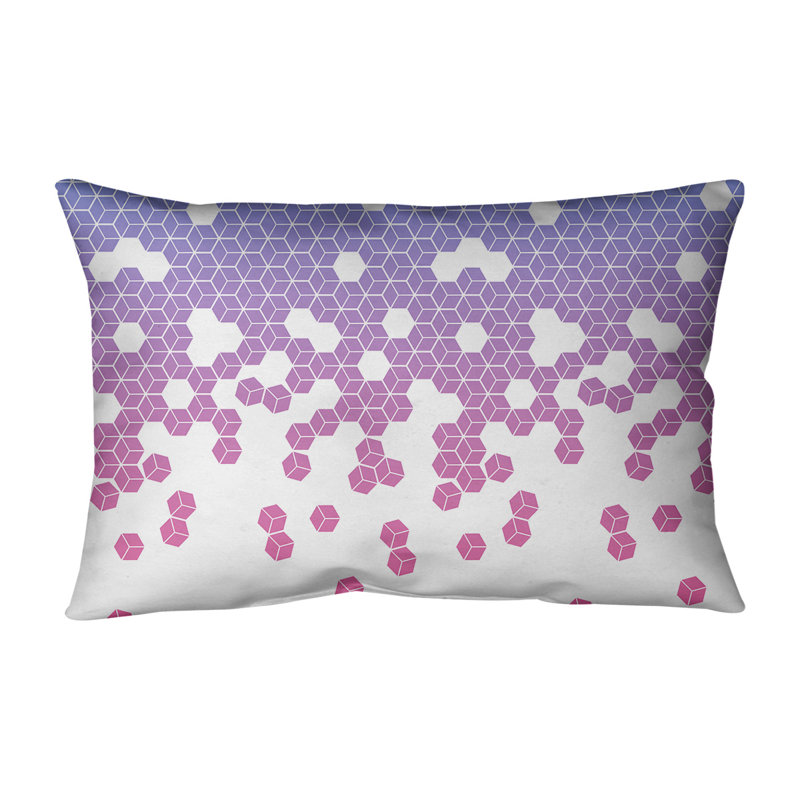 Housse et insert de coussin rectangulaire en lin Katelyn Elizabeth, Bourre en polyester, Bleu / rose / rose