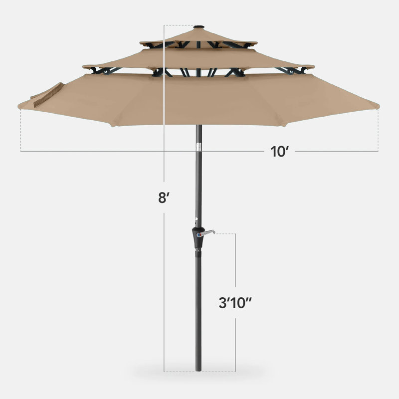 Parasol de patio à 3 niveaux, Tan
