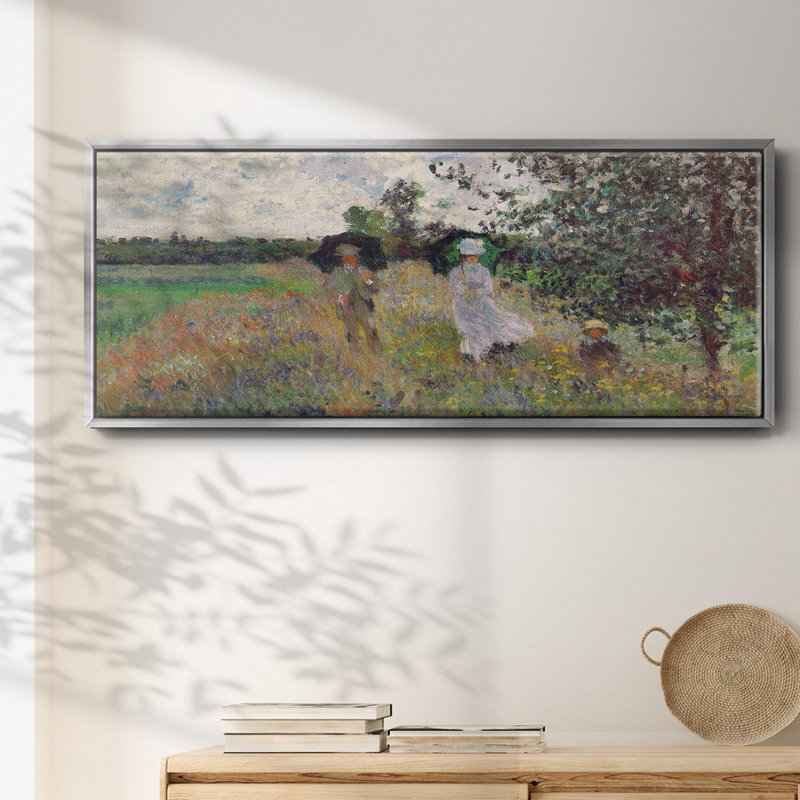 Promenade a Argenteuil 1875 par Monet, toile encadrée, H 24 po x l 60 po