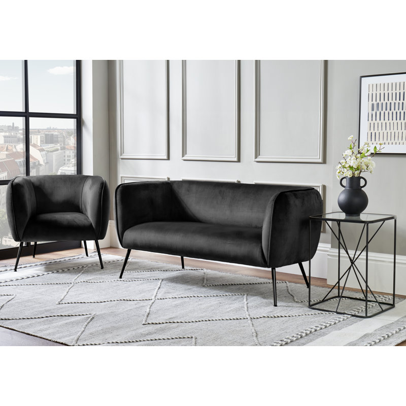 Krol Velvet Barrel Chair, Black