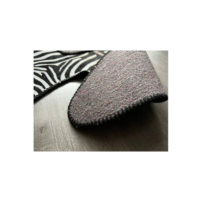 Zebra Figured Black And White Woven Carpet, Novelty 2'8" x 2'8"