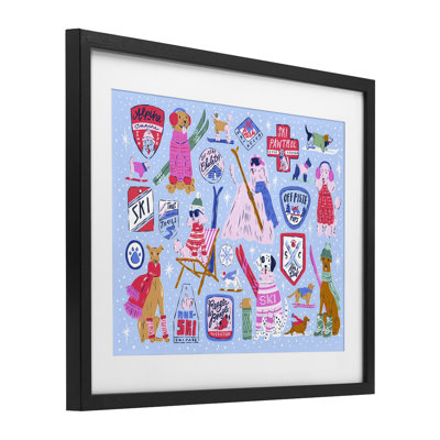«Ski Dogs Composition», reproduction sous verre encadrée, design par Krissy Mast