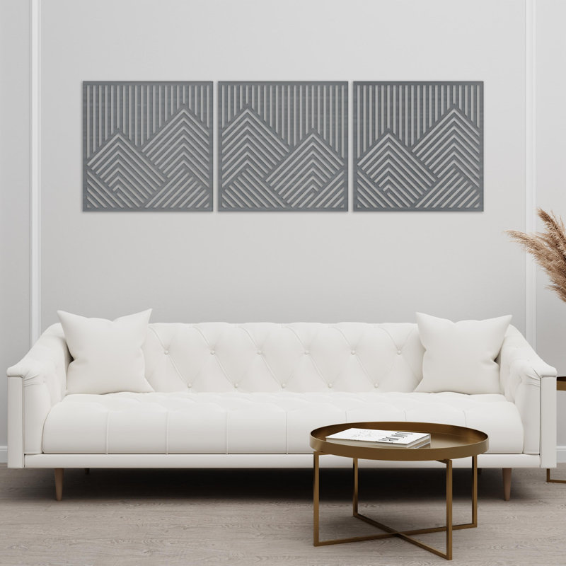 Handmade Wall Decor on ACM, 15.3" H x 46" W x 0.25" D, Silver