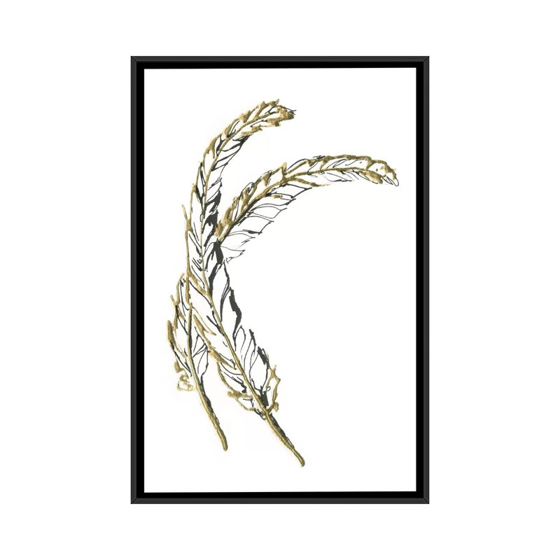Gilded hackles plumes, reproduction d’art sur toile tendue, H 60 po x l 40 po x P 1,5 po, Toile encadrée noire, Pas de tapis