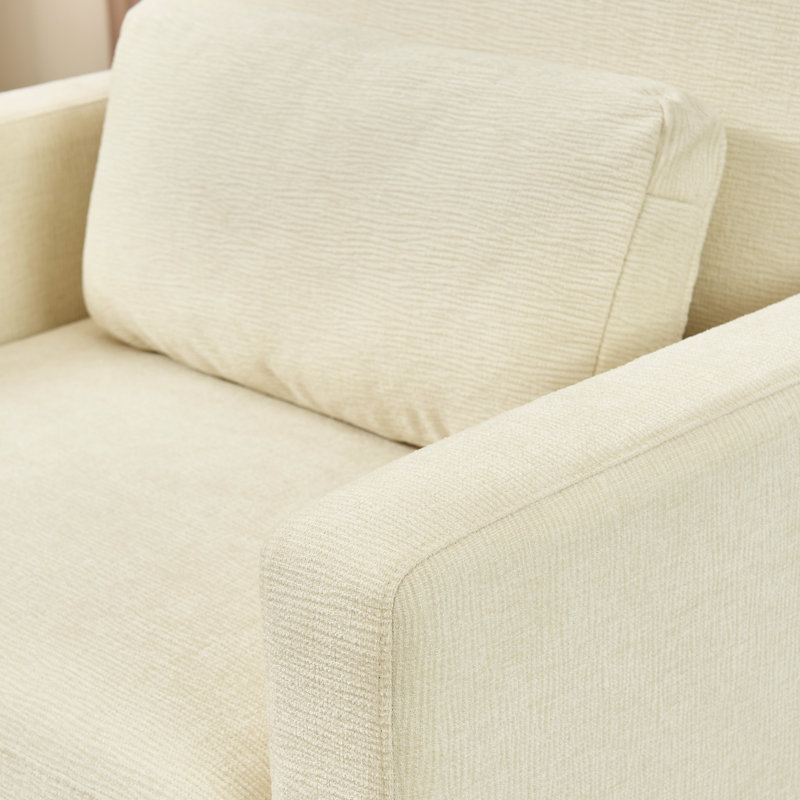 Fauteuil moderne en chenille - fabrication en bois massif pour la durabilité Coussin épais Le confort convient à différentes pièces Chaise à assemblage facile avec cadre Siège et dossier très confortables à assembler 4 couleurs