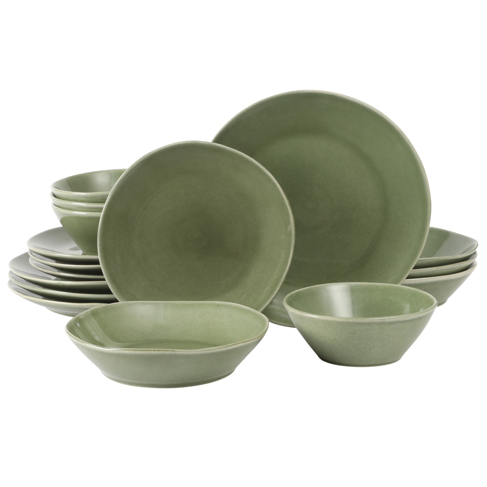 Montecito Breeze Stoneware Dinnerware Set - Service for 4, Green