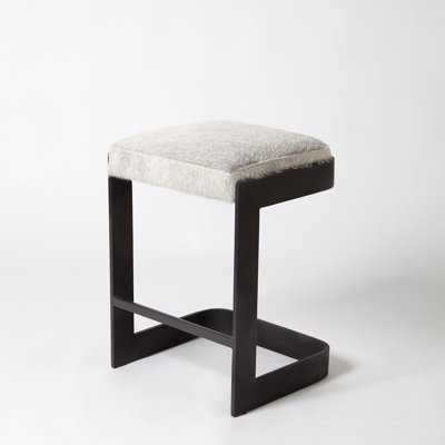 Regan Bar Stool w/Ivory Leather-Antique Brass