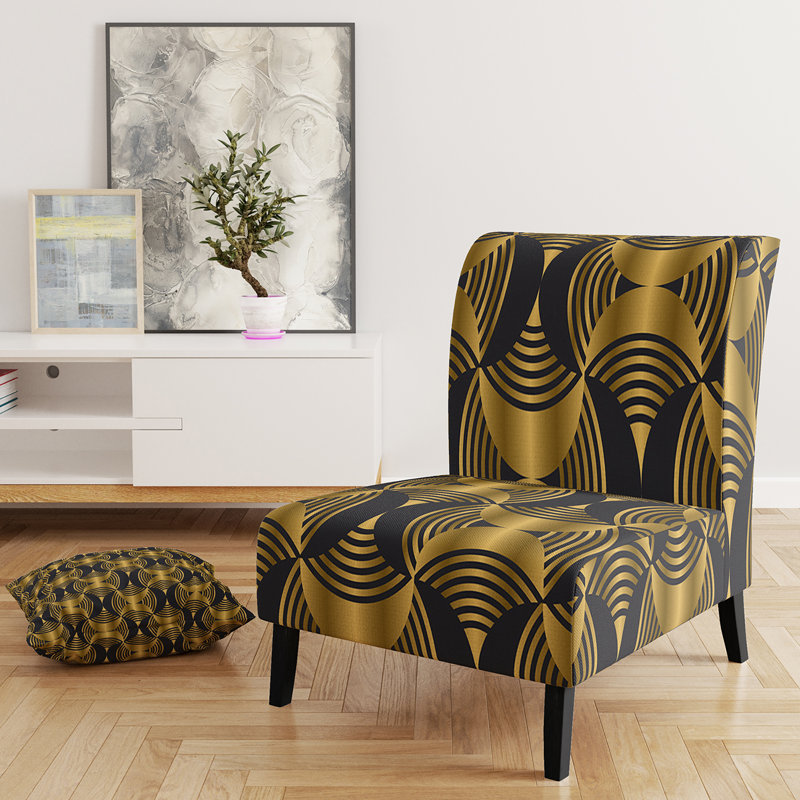 Fauteuil de chambre rembourré Mid-Century, Or