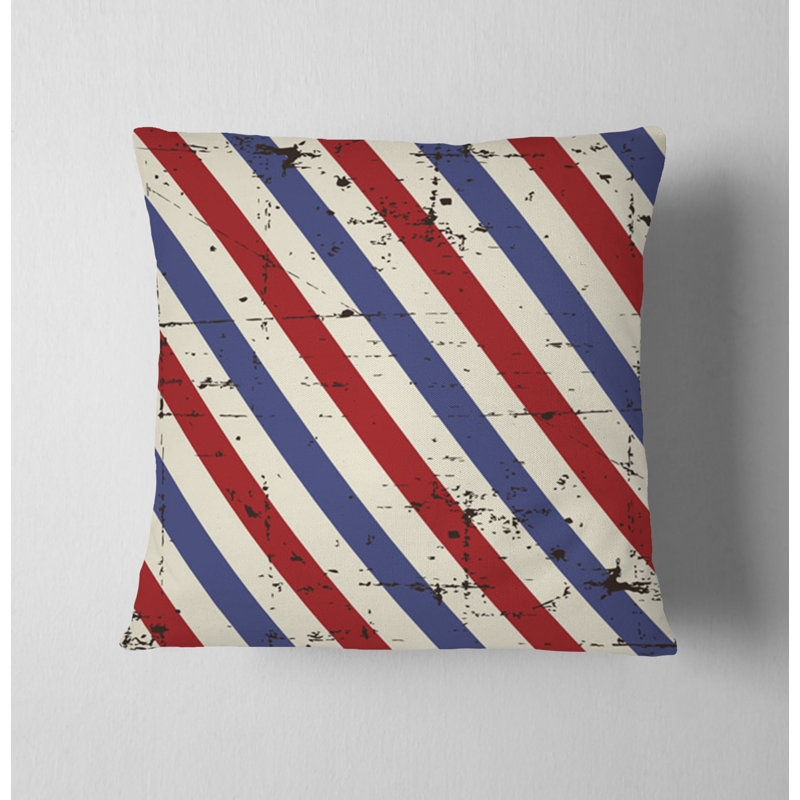 Throw Pillow Cover Only, H 18 po x l 18 po, Bleu / blanc / rayures rouges 2