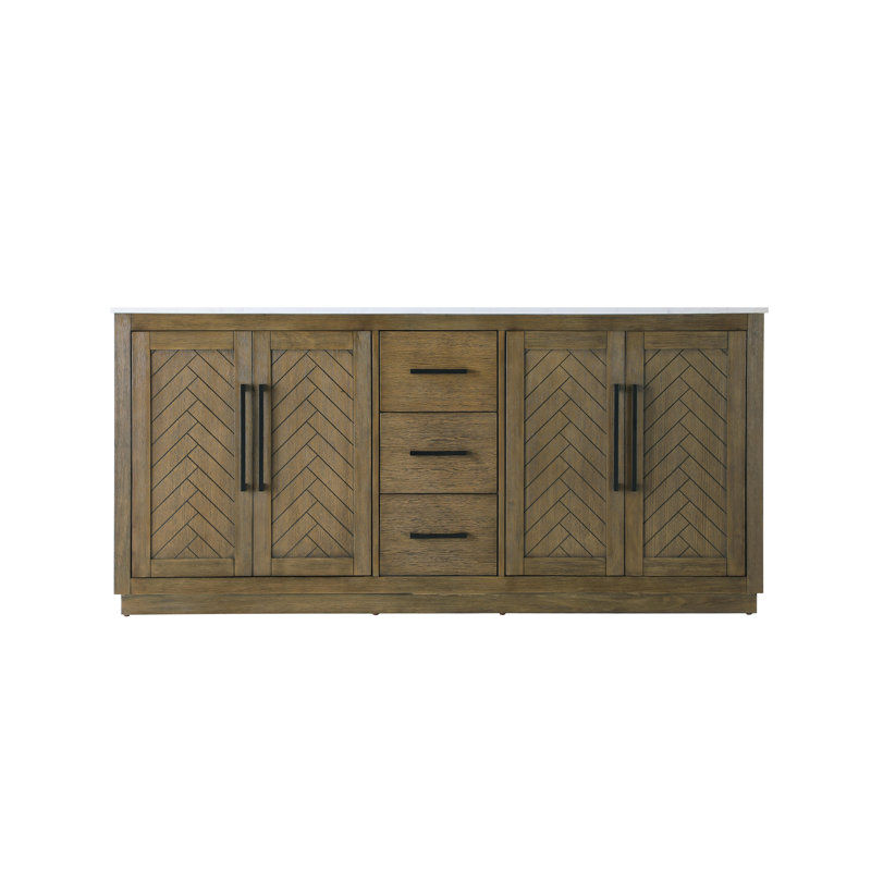 72 inch Double Bathroom Vanity, Hazel Oak, 72"