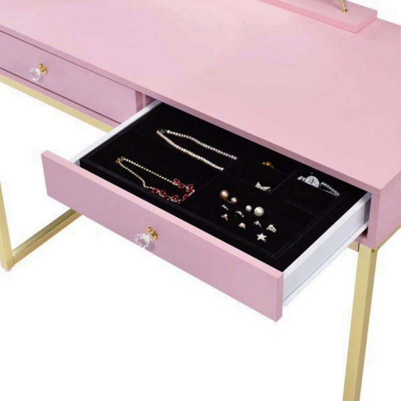 2 Drawers Vanity Desk With Mirror And Jewellery Tray