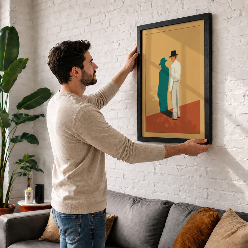 Two Figures In Profile Minimalist - Print, Unframed, A3 - 42.0 x 29.7 cm