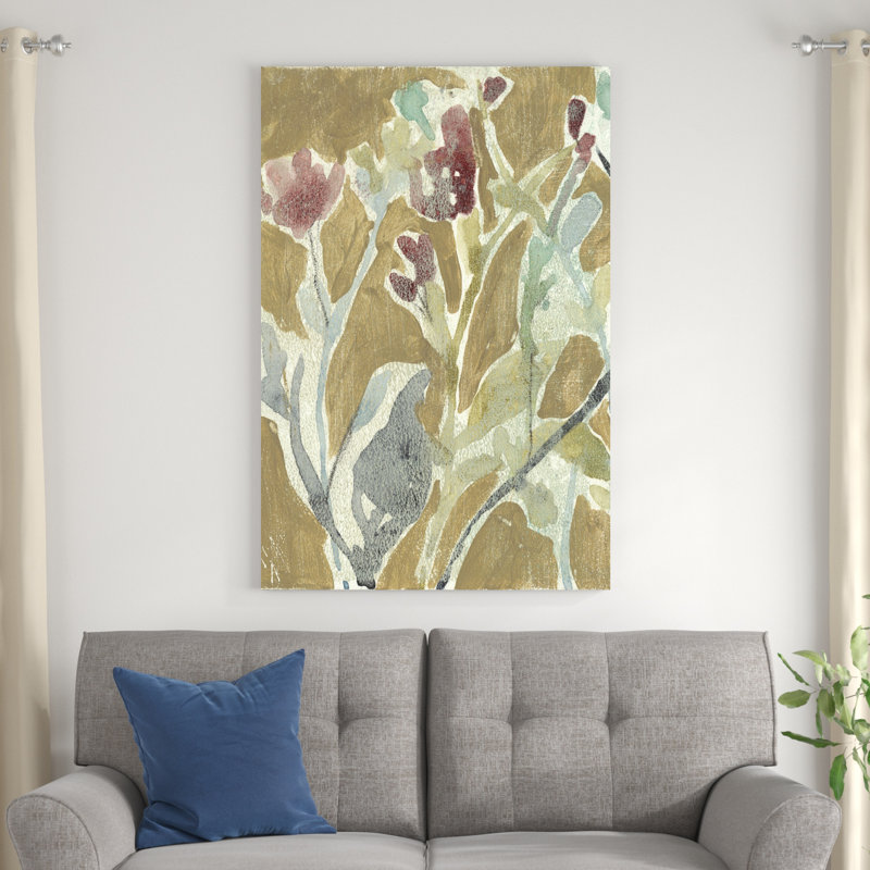 Fleurs sur ocre I, H 48 po x l 32 po x P 1,25 po