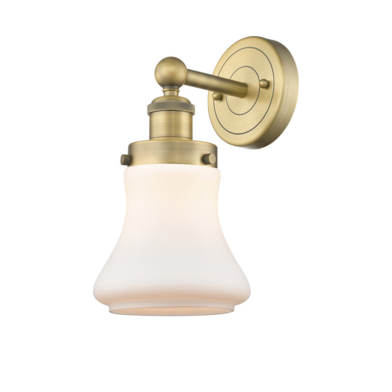 Chickasha Armed Sconce, Matte White, Brushed Brass