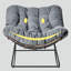 Chaise berçante intérieure et extérieure, chaise berçante Papasan revêtue en E avec coussin, chaise berçante surdimensionnée pour l'intérieur, l'extérieur, porche, jardin, cour, gris-1937431467