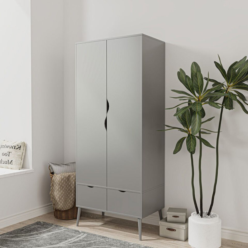 Hortencia Solid Wood Wardrobe, Grey