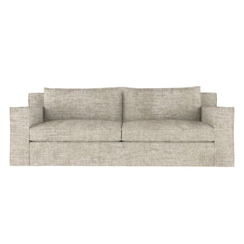 Causeuse Mulberry, H 33 po x l 72 po x p 45 po, Velours écrasé huître, Patiné