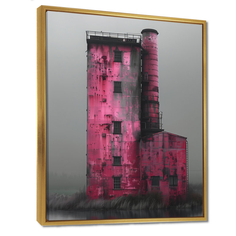 Photo de moulin rose rose, Cadre doré flottant, bois massif, H 16 po x l 32 po