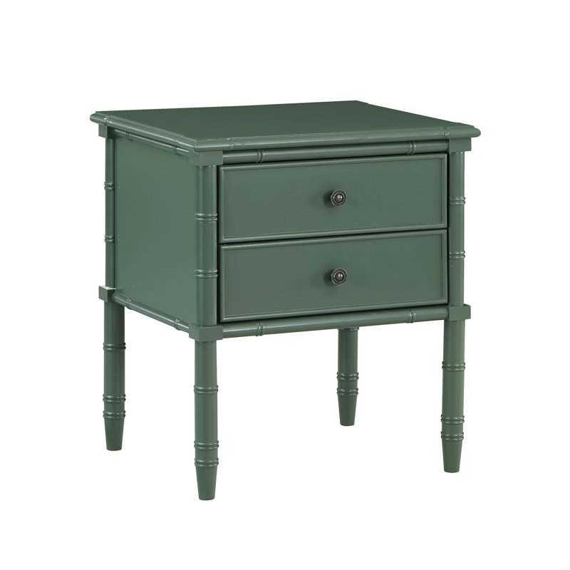 Table de chevet 2 tiroirs Modern Emmett, Vert antique
