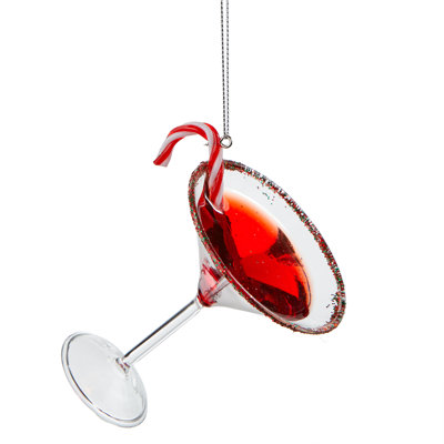 Holiday Cocktail Ornament Red Glass Christmas