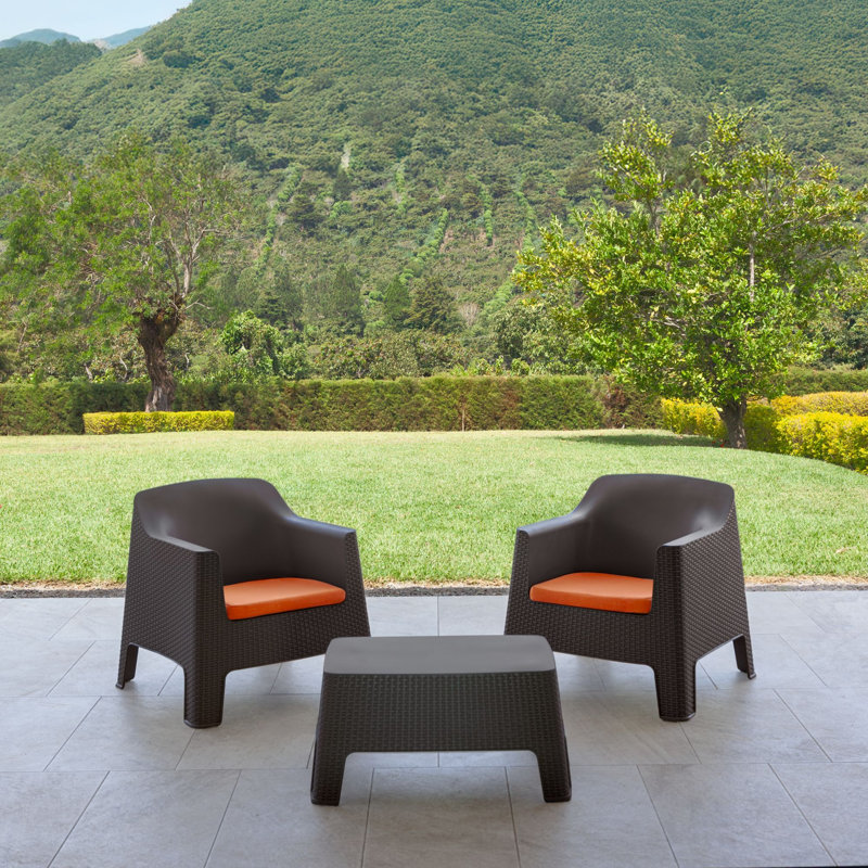 Ensemble de conversation 3 pièces Bali en espresso, 3 Pieces: Table, 2 Chairs, Brun