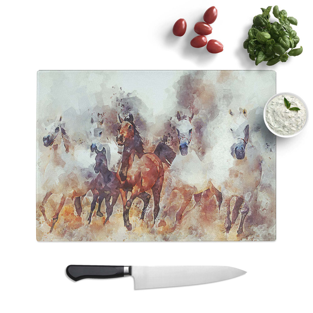 Glass Galloping Horses in Abstract Chopping Board
