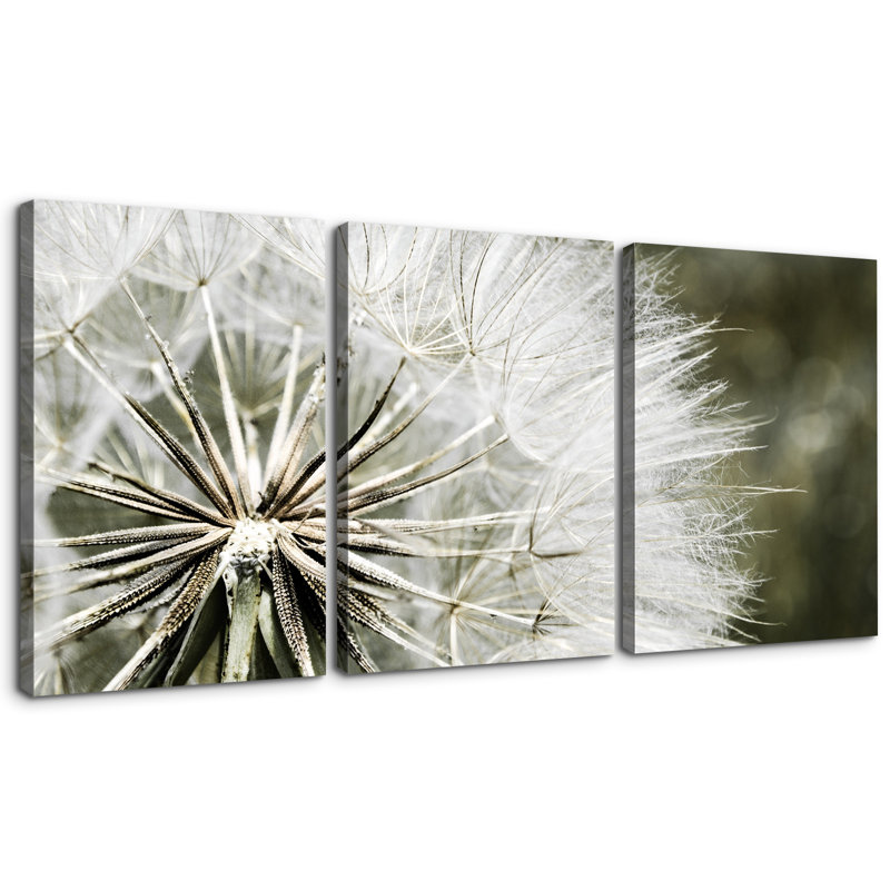 " Dandelion " 3 Piece Art Painting, 30" H x 60" W x 1.5" D