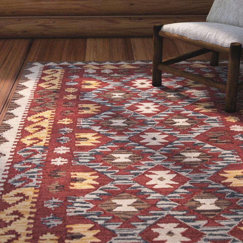 Fiona Wool Southwestern Indoor Rug, Rectangle 5' x 8'