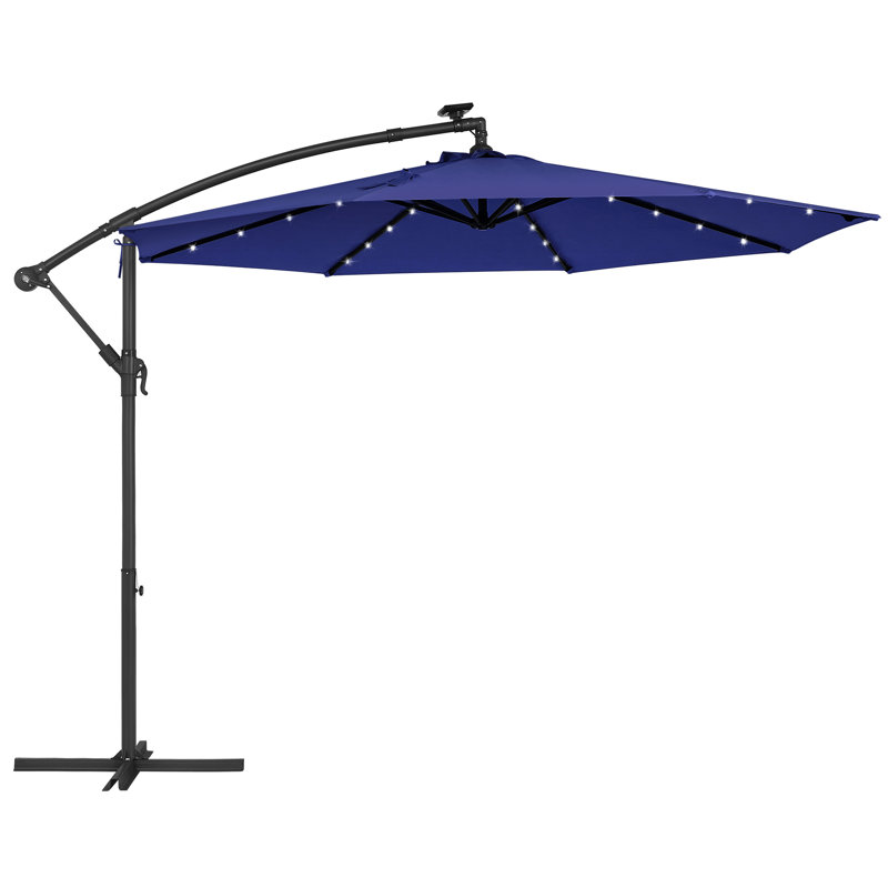 Piqua 300cm Lighted Market Parasol, Navy Blue